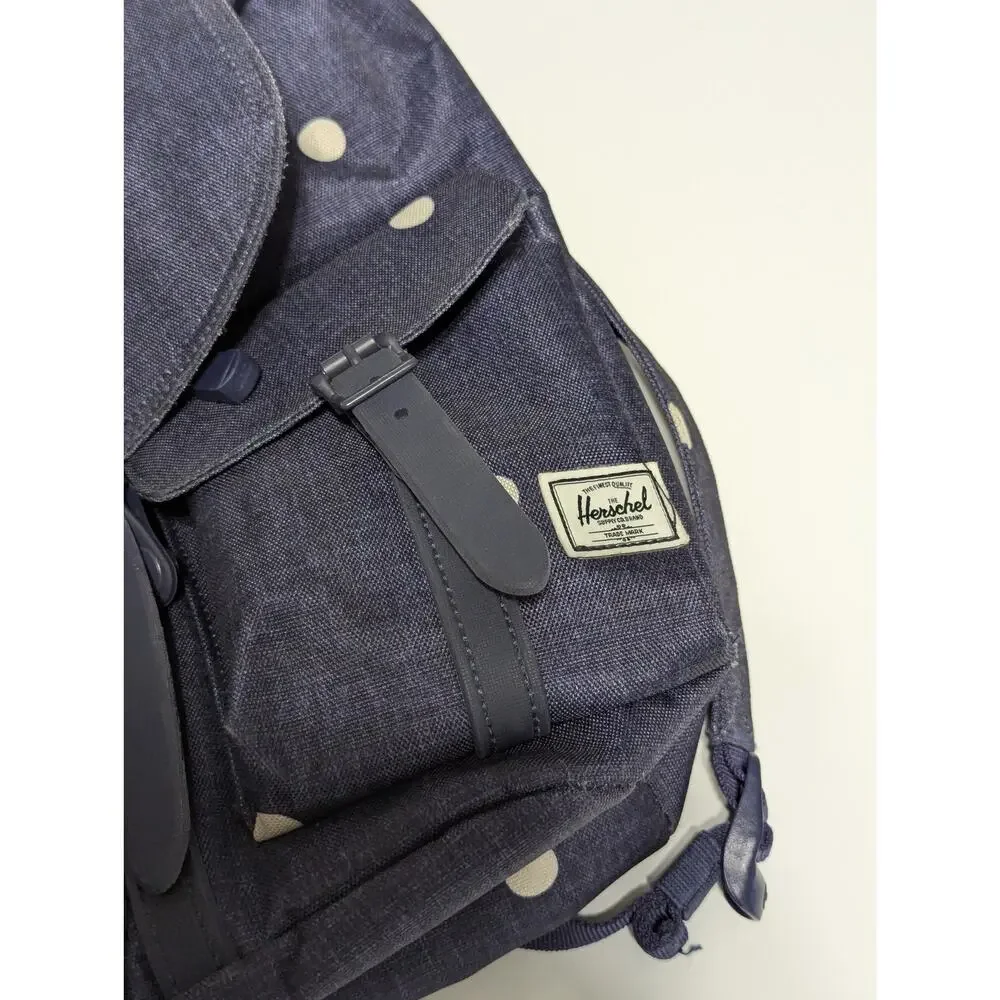 Herschel Supply Co Dawson Backpack Navy Blue Polka Dot White School Nautical